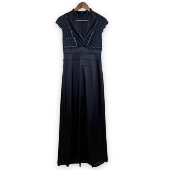 Adrianna Papell Navy Blue Mother of‎ Bride Maid of Honor Bridesmaid Dress Size 6 - Picture 1 of 16